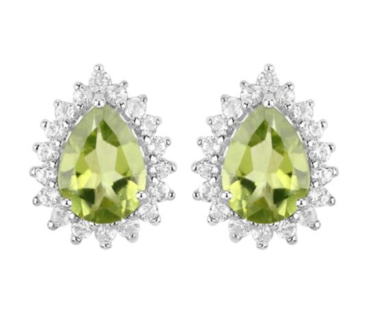 Peridot and White Topaz Earrings